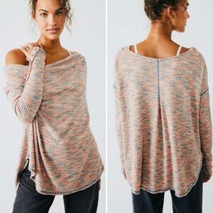 NWT Free People Misty Women's Knit Pullover Cowl Neck Relaxed Pink Size L